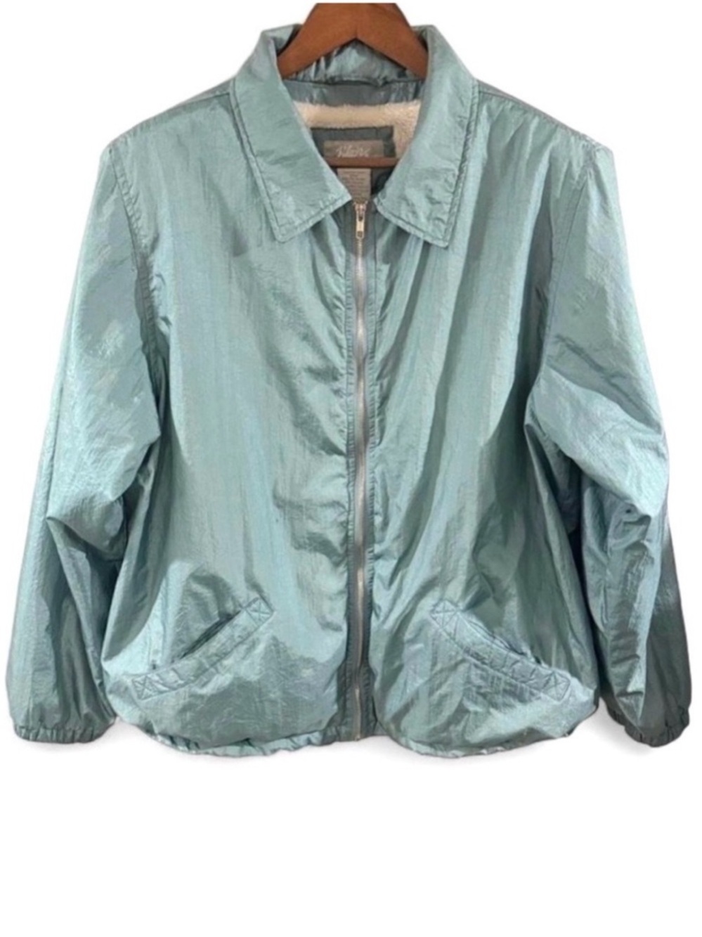 Vintage Blair Mint Green Full-Zip Sherpa Lined Light Bomber Jacket Size Men’s XL